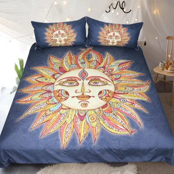 

BEST.WENSD Bedding Sets 100% Cotton Solar Pattern Queen King Size Bedding Set Endless Sanding 3 Pcs Duvet Set Sets 220x240cm