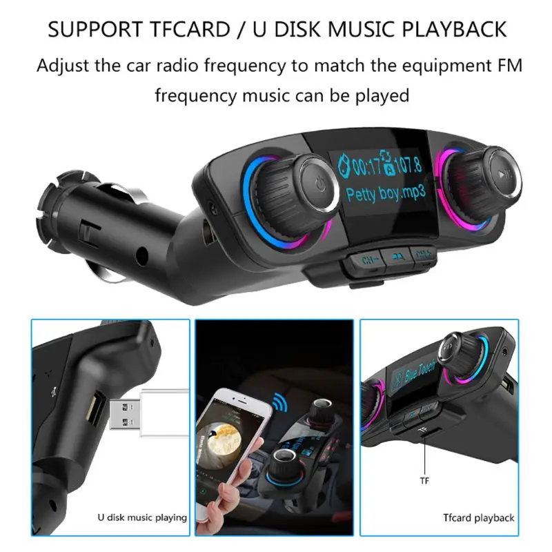 Автомобильный Bluetooth fm-передатчик Aux модулятор аудио MP3-плеер Автоаксессуары