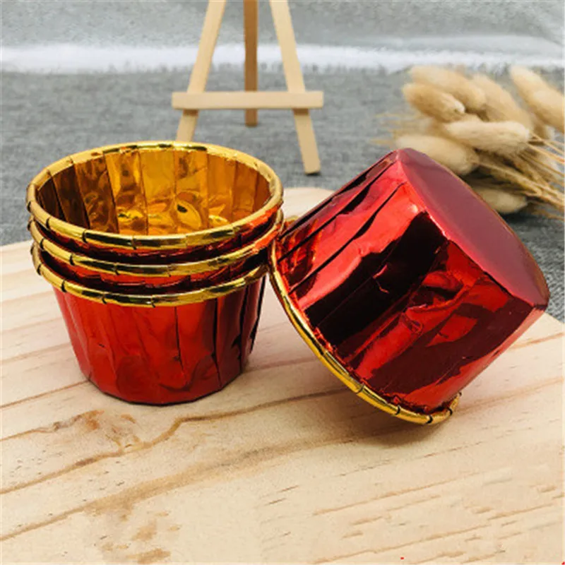 

Aluminum Foil Muffin Cupcake Paper Cups Rose Red Cupcake Liner Baking Cups Tray Wedding Caissettes Cupcake Wrapper Cake Tools