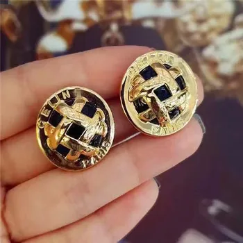 

2020 new winter cool wind brass gold-plated bamboo ring Small gold earrings