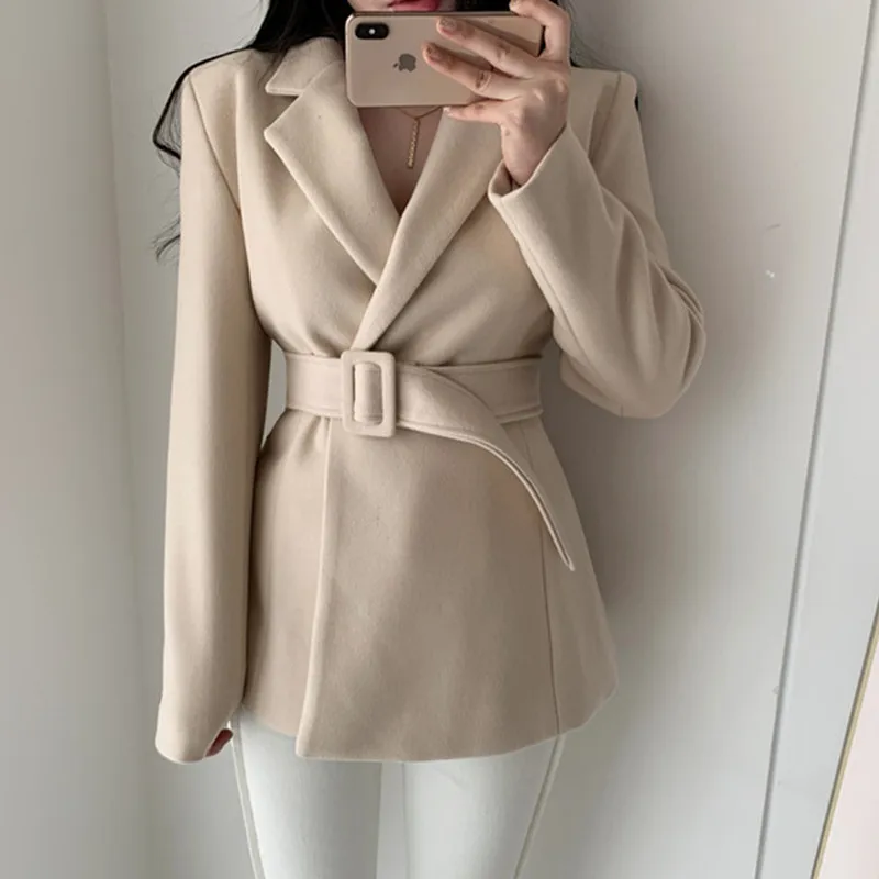 Новинка 2020 весенние зимние элегантные женские куртки шерстяные блейзеры с