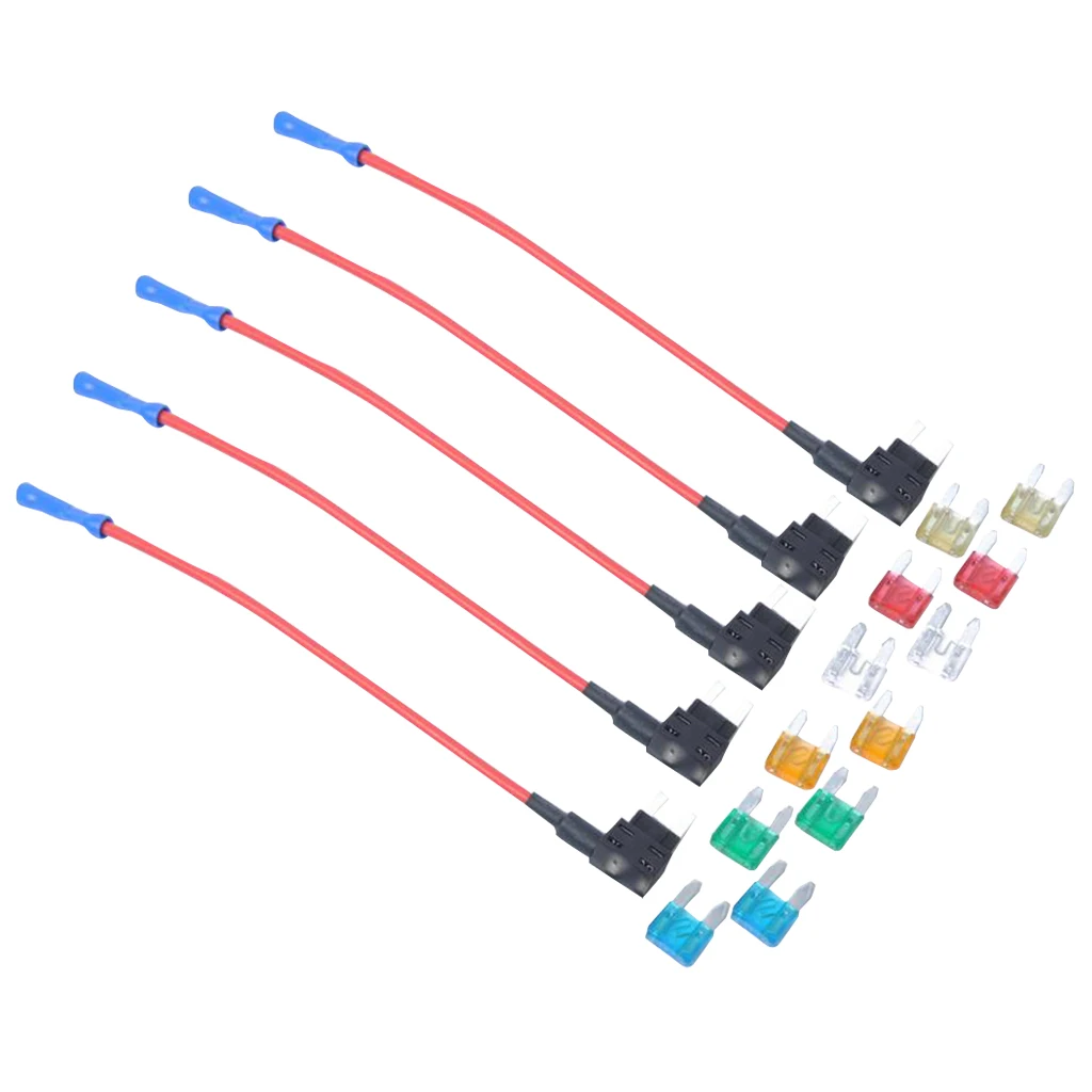 12 Pieces 5Amp 30Amp Small Size Blade Fuses with 5 Pieces Add a circuit