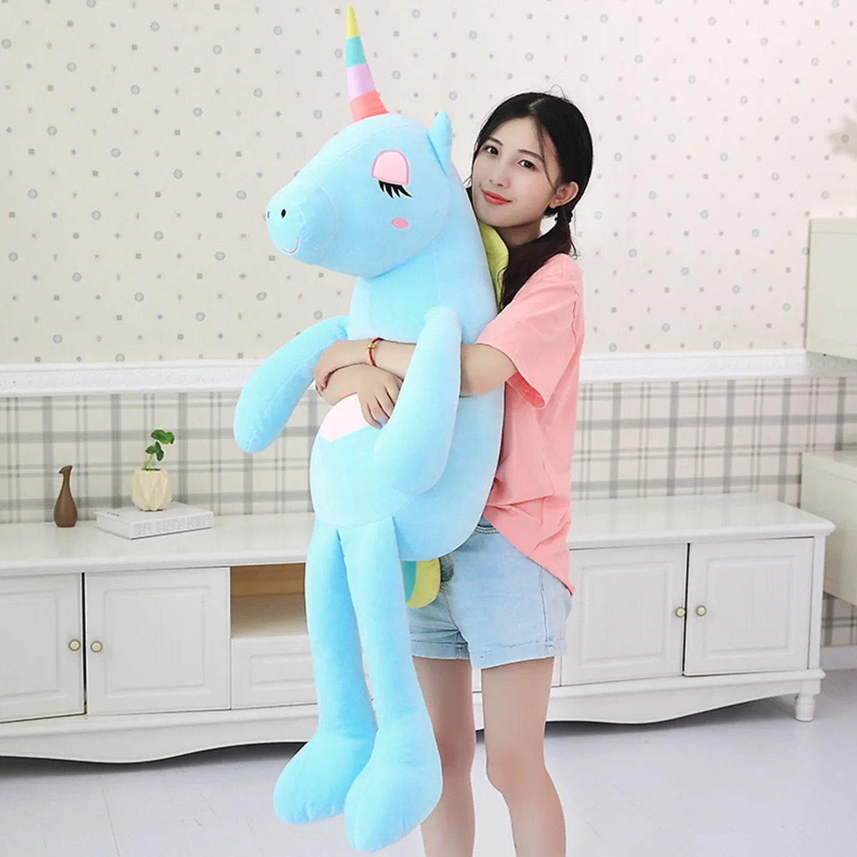 60-140cm Unicorn Plush Toys Cute Rainbow Horse Soft Doll Unicorn Stuffed Animal Soft Pillow Toy for Children Gift for Girlfriend