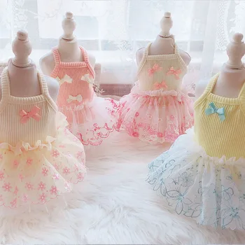 

Cute Embroidery Summer Small Dog Vest Shirt Clothes For Chihuahua Dog Princess Party Dress Dog Cat Pet Tutu Skirt Dress