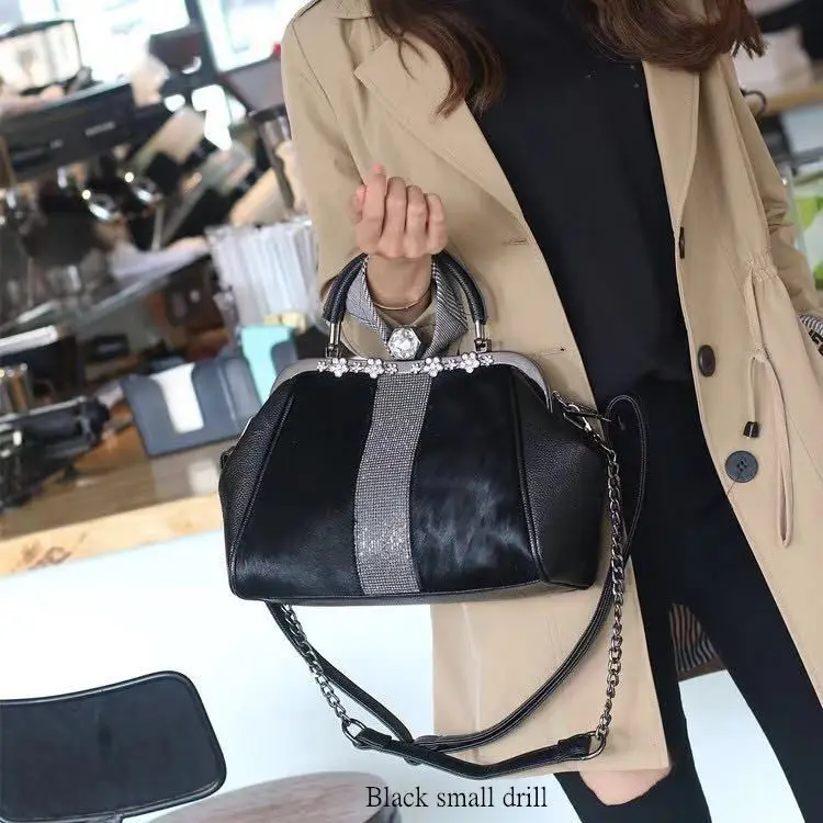 Модная брендовая кожаная женская сумка с мехом, Высококачественная женская сумка на плечо, Женская Повседневная сумка-мессенджер - Color: Y61-2