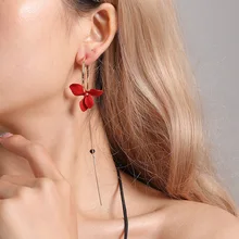 Aretes de mujer, современный дизайн, асимметричные серьги с цветами и кисточками, висячие серьги, ювелирные серьги, корейские серьги для женщин