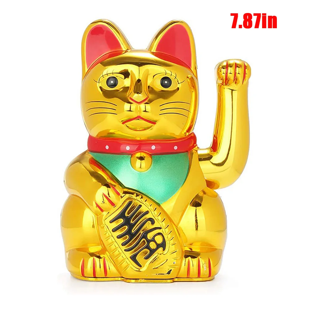 Japanese Gold Lucky Cat With Waving Arm Battery Charging Lucky Fortune Cat For Home Decoration Room Ornaments Gifts No Battery