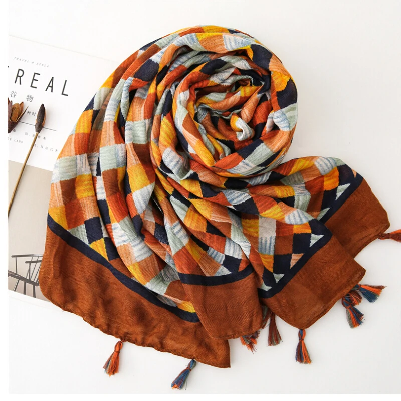 Fashion Women grid Scarf Long size 180x90cm Cotton scarves Winter Lady Scarves Soft Shawl Wrap Scarf Elegant for Christmas  (41)