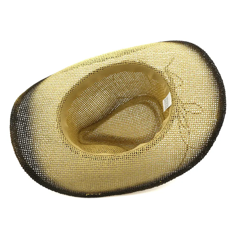 Summer Handmake Raffia Men Western Cowboy Hat With Rope Women Western Wide Curling Brim Cap Sun Protection Unisex Hats AF0034