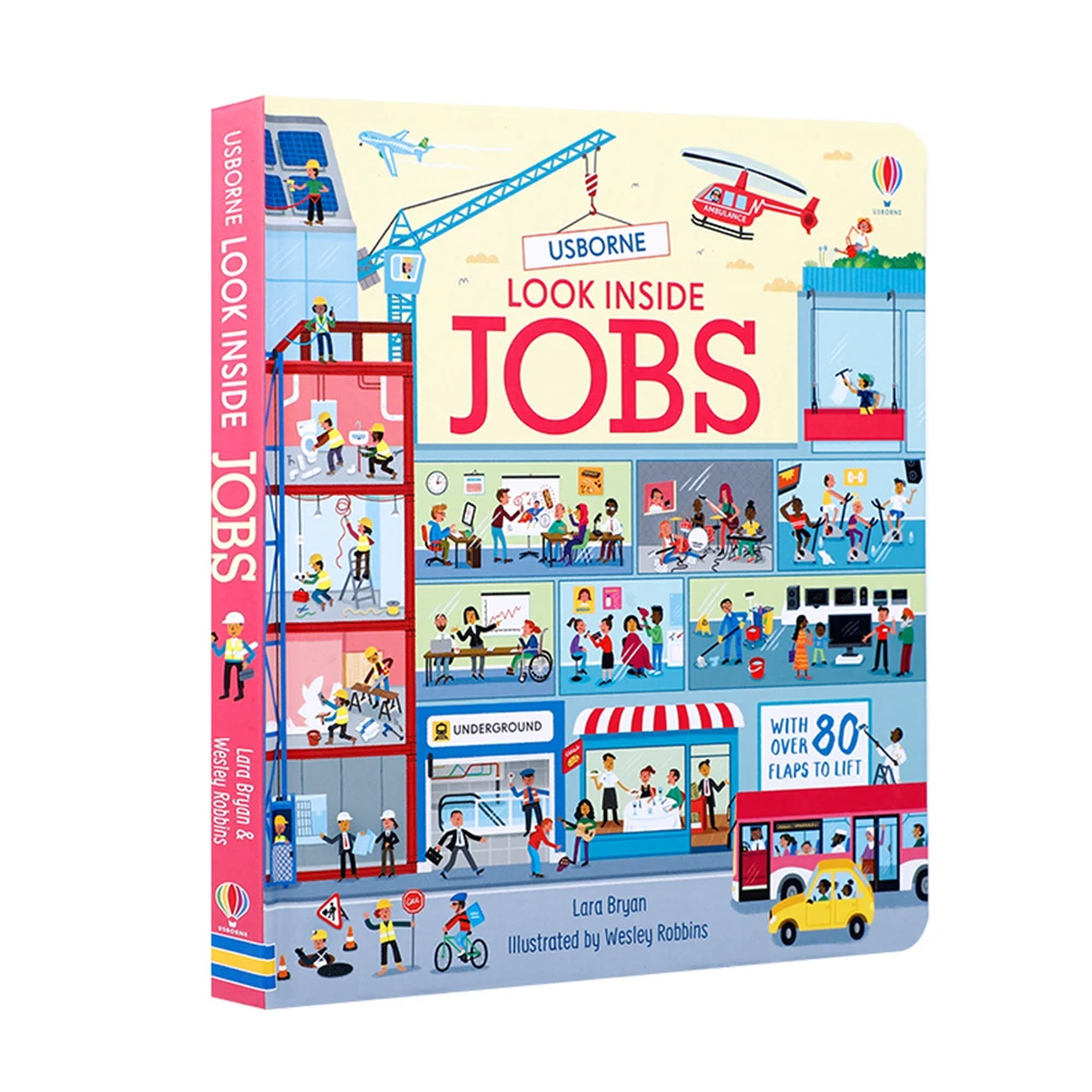

Usborne 3D Look Inside Jobs Flap English Book Education for Children with Over 100 Flaps To Lift Hard Cover Books for Baby Kids