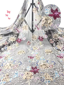 

2019 Latest Nigerian Sequins Laces Fabrics High Quality Tulle African Laces Fabric Wedding French Tulle Lace Material