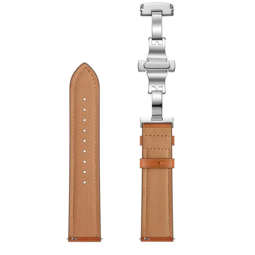 Для Xiaomi Huami AMAZFIT GTR Watch 42/47 мм Бабочка Пряжка Замена кожаный ремешок Смарт-часы аксессуары - Цвет: Brown