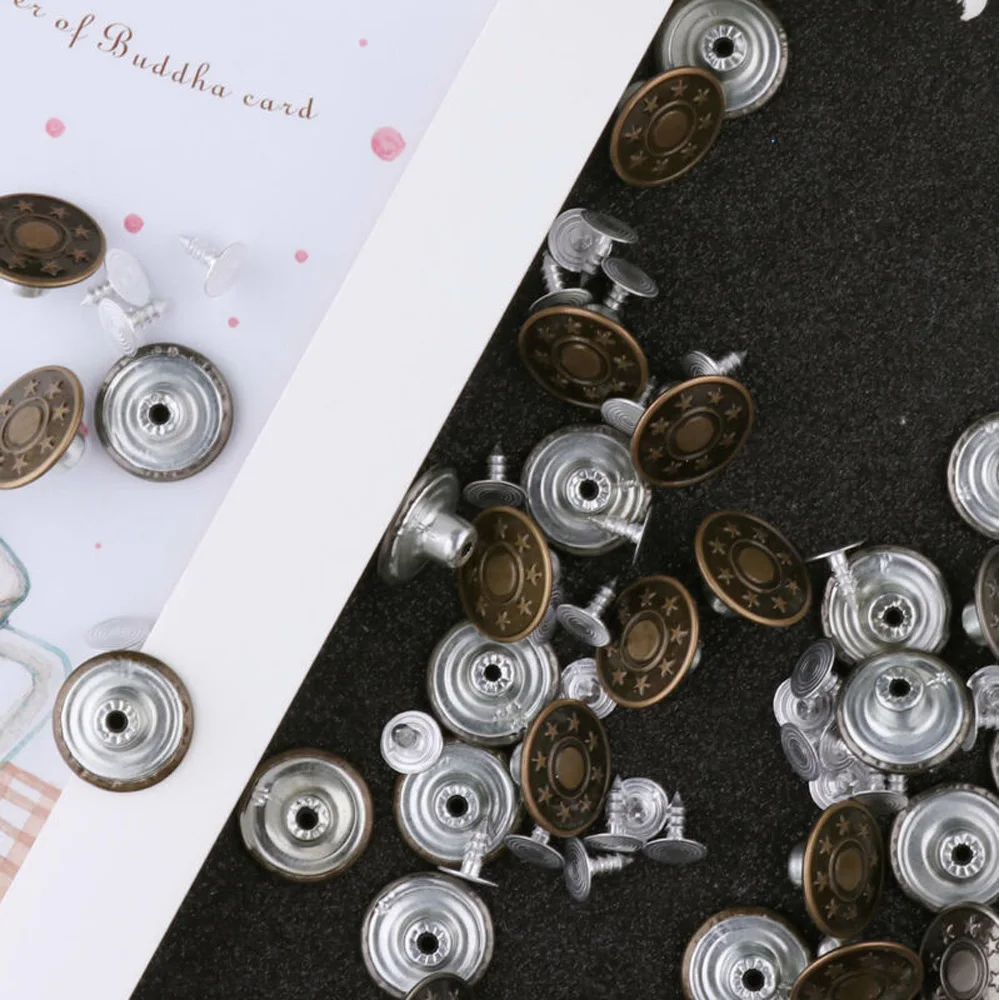 40 наборов джинсы Tack Кнопки для ремонта ткани бронзовые черные кнопки заклепки бренд