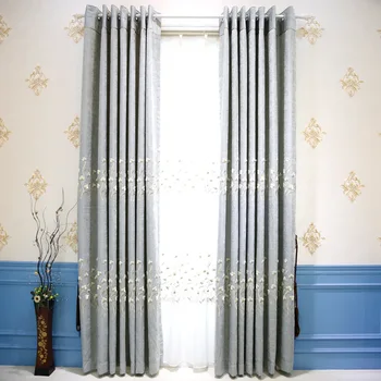 

European Style Light Luxury Simple Modern Relief Embroidery Full Shade Curtains for Living Dining Room Bedroom.