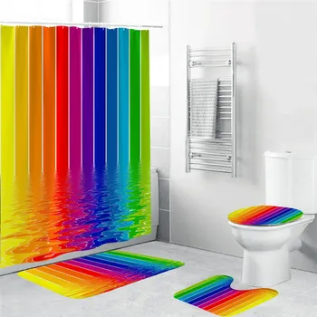 

Funny Colorful Circle Shower Curtains Custom Bathroom Curtain Fabric For Kids Bathtub Decor