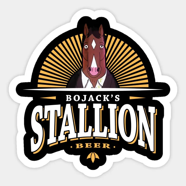 1PCS Bojack Horseman Stallion Beer Sticker For Trolley Case Backpack Table PVC Car DIY Cool Skateboard Decal | Автомобили и