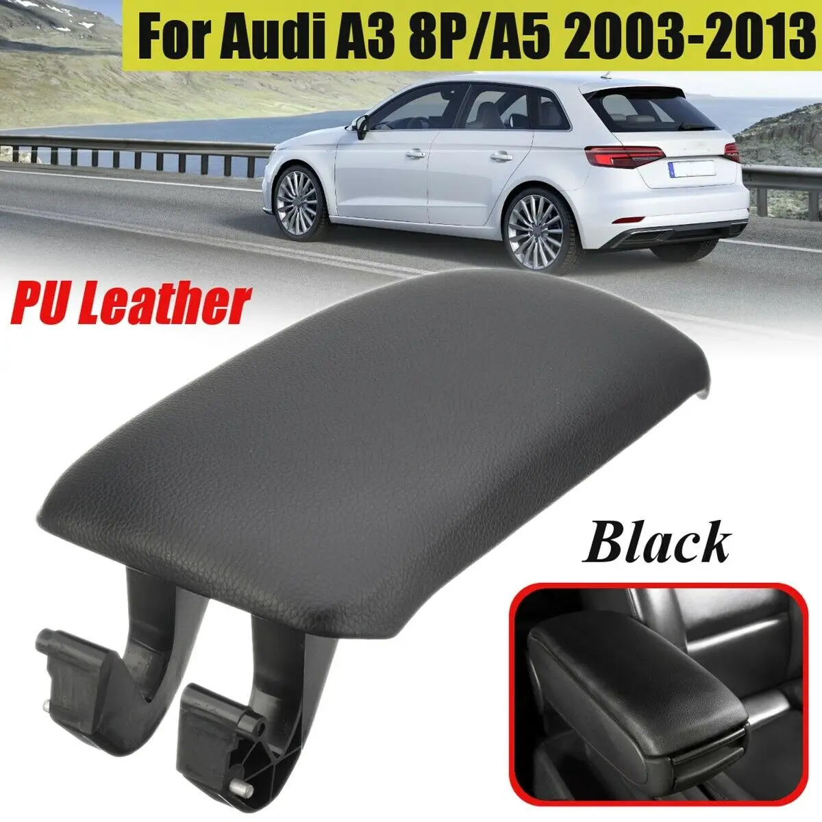 Для Audi A3 8 P/A5 2003-2013 Черный Автомобильный подлокотник центральная консоль крышка из искусственной кожи