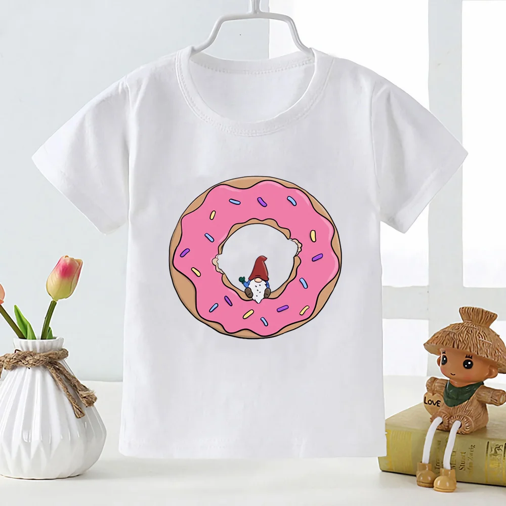 

Funny Printed Kartoon T-shirt Donuts For Boys Girls Summer Fashion White Short Sleeve T Shirt Kids Kawaii Tshirts,YKP123