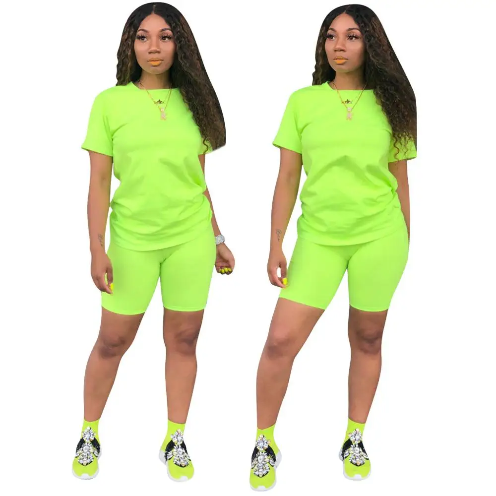 2 Pieces Shorts Sets Print T-shirt And Biker Shorts Two Piece Outfits 2020  Summer New Women Tracksuit Jogger Suits Set Sweatsuit - Short Sets -  AliExpress