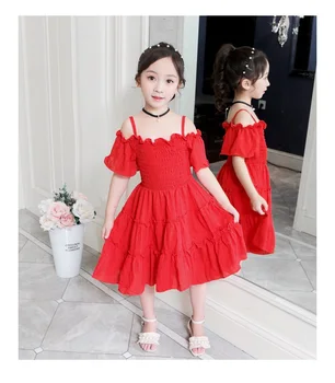 

New summer 5-10 year old girl baby one-shoulder dress fashion children's clothing little girl dress child princess dress tide