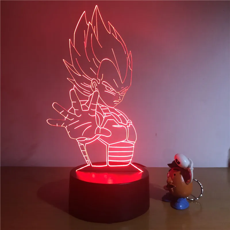 3D светодиодный ночной Светильник Dragon Ball Z Goku Super Saiyan, экшн-фигурка, 7 цветов, сенсорная Оптическая иллюзия, настольная лампа, режим украшения дома