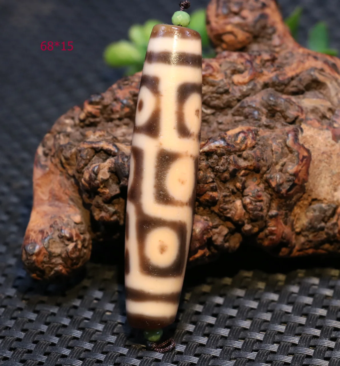 

Treasure Magic Magic Energy Tibetan Old Agate Orange Color 9 Eye King Totem Long dZi Bead 4A LK