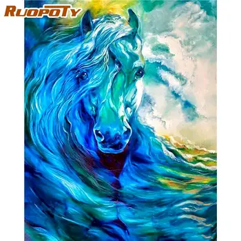 

RUOPOTY Colorful Horse Oil Painting By Numbers Kits For Adults Children Unique Diy Gift Framed Acrylic Color Paint On Canvas Wal