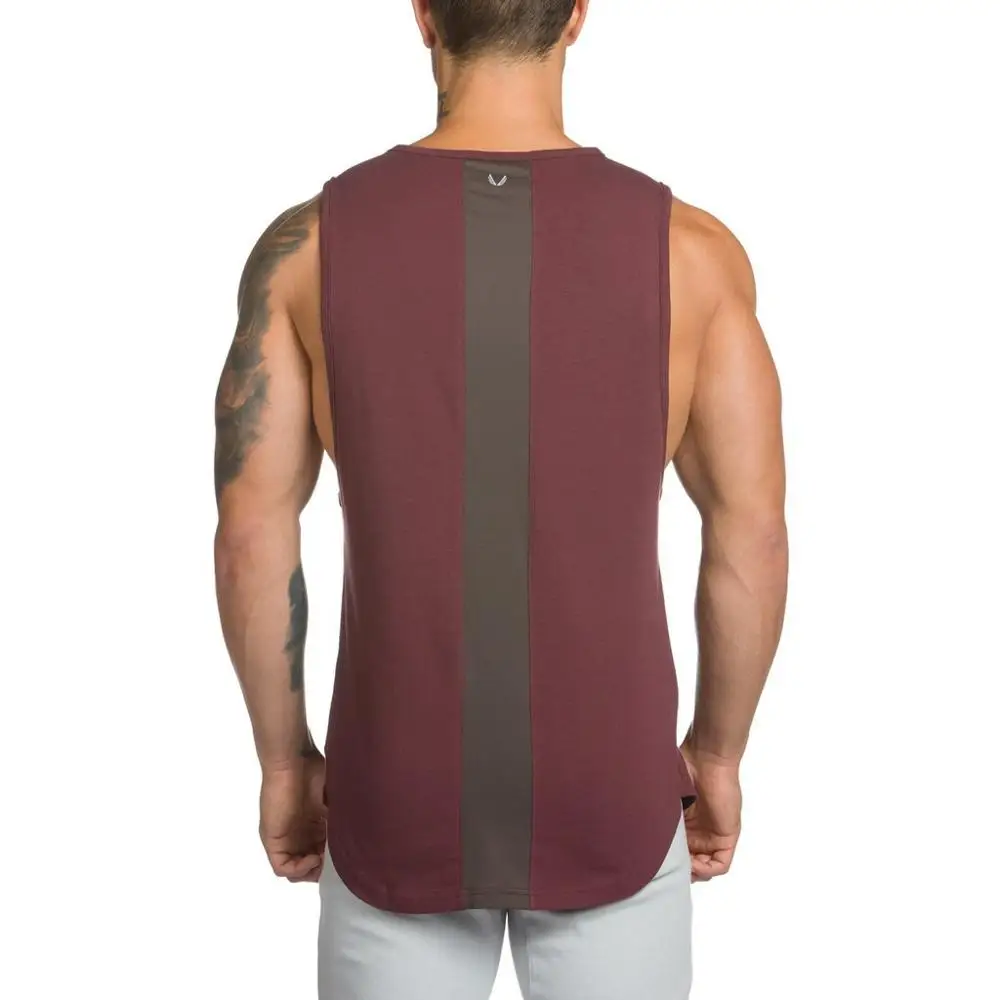 

Fitness sports vest male 2019 cross-border new splicing fashion muscle fitness training vest factory direct sales
