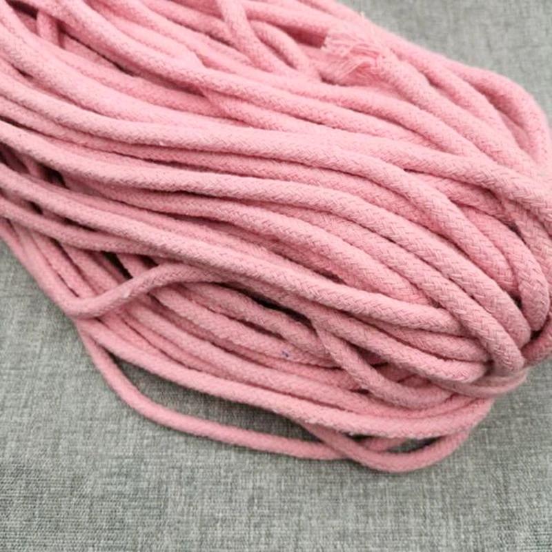 6mm Cotton Round Solid Rope Hoodie Clothing Storage Core-spun Cords For Bag Sportswear DIY Craft Handwork Home Decor Sewing