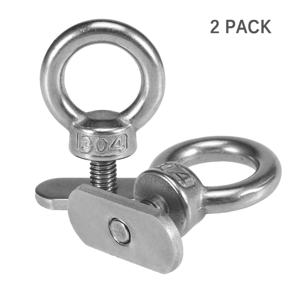 Inflatable Boat Kayak Accessories 2 Set 304 Stainless Kayak Track Mount Tie Down Eyelet Rail Track Screws Track Nuts for Bungee Cord Rope Rowing