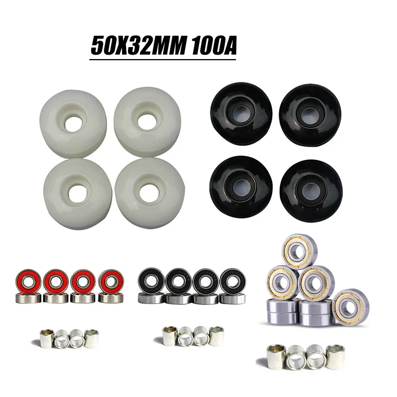 

Stunt Skateboard Wheels, 100a PU Wheel Bearing Spacers Set, 50x32mm, Double Tilt Skateboard Wheels, Replacements Parts, 4 Pcs