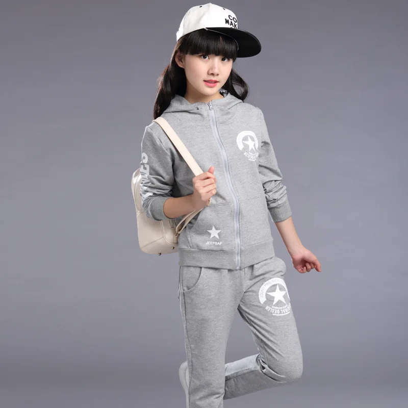 

Childrenswear Girls Genuine Product Autumn Set New Style Korean-style Big Kid Casual Sports Hoodie Two-Piece Set