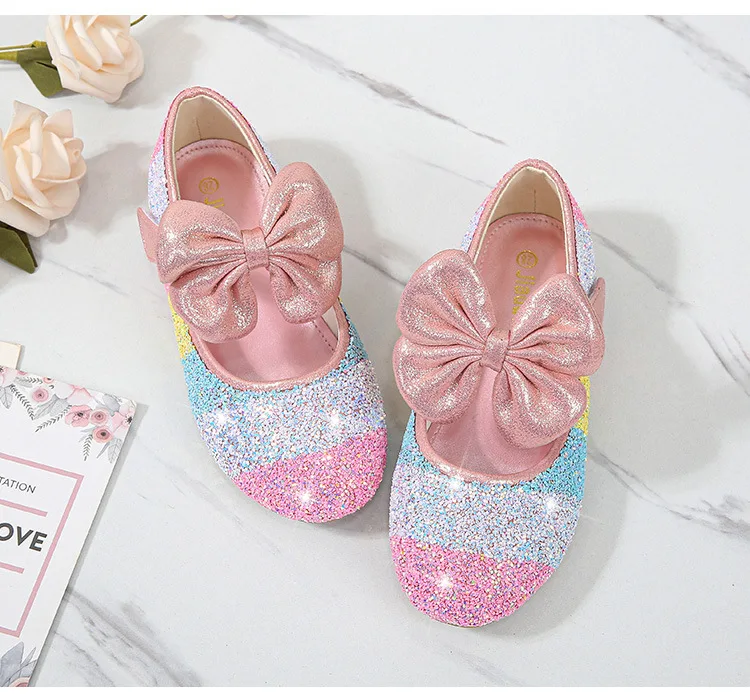 ULKNN Girls Princess Shoes Spring Autumn Leather Shoes Children's Shoes Crystal Soft Bottom Non-Slip Single Shoes Size 24-37 child shoes girl