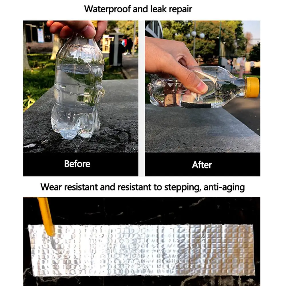 

Aluminum Foil Butyl Rubber Tape Self Adhesive High temperature resistance Waterproof for Roof Pipe Repair Stop Leak Sticker