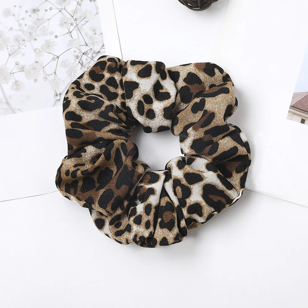 silver hair clips Hot Sale Chiffon Scrunchie Leopard Headbands Hair Ties For Women Elastic Rubber Bande Girls Ponytail Holder Hair Accessories snap hair clips Hair Accessories