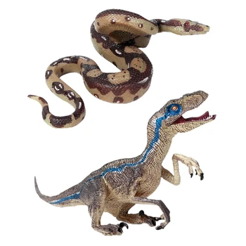 

1Pcs Jurassic World 2 Simulation Dinosaur Model & 1Pcs Simulation Wild Animal Snake Toy Python Model Amphibious Reptile