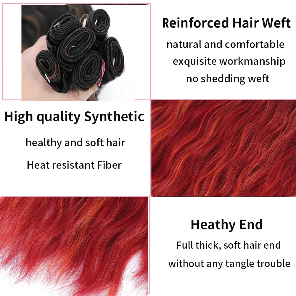 Peruca de cabelo sintético ondulado natural, mechas