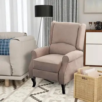 

Vintage Armchair Recliner Chair Sofa Chair Reclining Chair Arm Push Back Recliner Check Fabric for Lounge Home Cinema Gaming