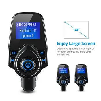 

Car mp3 Handsfree Wireless Bluetooth Car Kit FM Transmitter Phone MP3 Card 2.1A Car TF Player Charger USB LCD Charger Dual P8G0