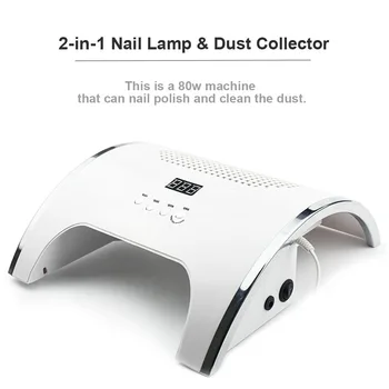 

80W 2-IN-1 UV LED Nail Lamp & Nail Dust Collector Machine 36 LEDs Nail Dryer Manicure With Two Powerful Fan Nail Dust Suction