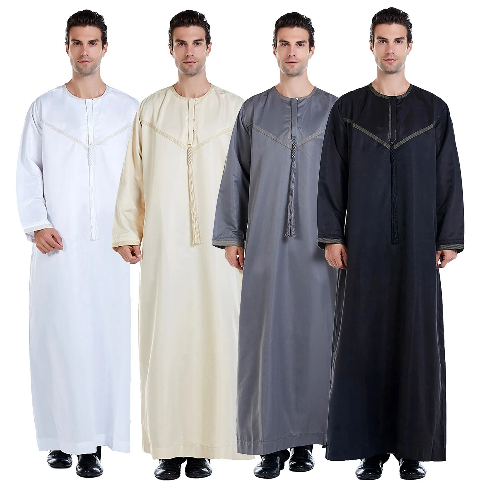 Vegen Miniatuur Rood Muslim Jubba Thobe Islam Djellaba Man Plain Stand Collar Robe Middle East  Turkish Arab Men Kaftan Business Long Qamis Caftan|Islamic Clothing| -  AliExpress