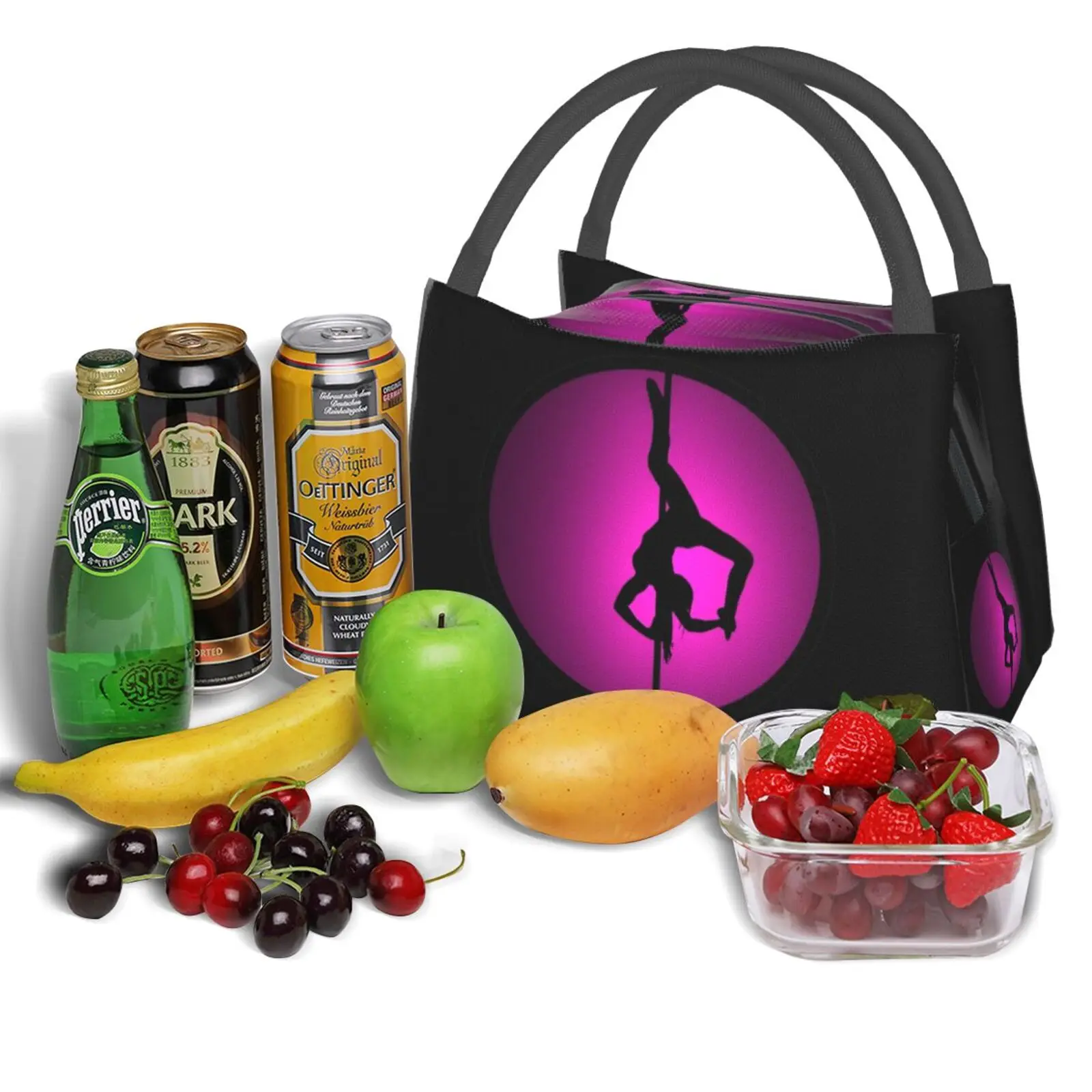 Portable Insulation Bag Pole Fitness Dancer Pole Dance Dancer Fitness Fit Workout Pink Girl Woman Silhouette