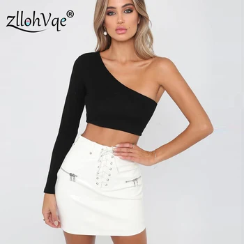 

Zllohvqe Long Sleeve Sexy Off Shoulder Top Fashion Skew Collar Women Top