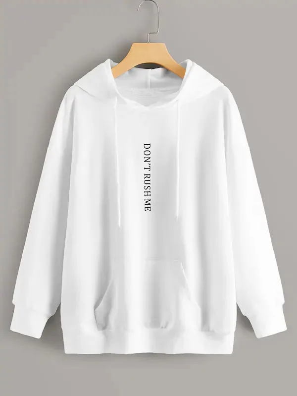 White-black txt Don't rush me толстовка модная одежда Толстовка свитер с цитатой хлопок harajuku джемпер унисекс подарки забавные пуловеры верхняя одежда - Цвет: White-black txt