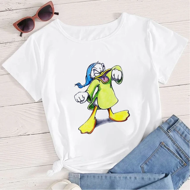Women's Clothing Summer 2022 Mickey Minnie Mouse Disney Short Sleeve T-shirts for Girls Funny Fashion Streetwear Woman Shirt 12-20AC3020-T-White