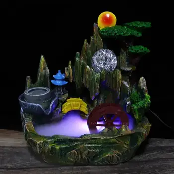 

Miniature Figurines Desktop Water Fountain Waterfall Rockery Landscape Decoration Ornament with Atomization Effect