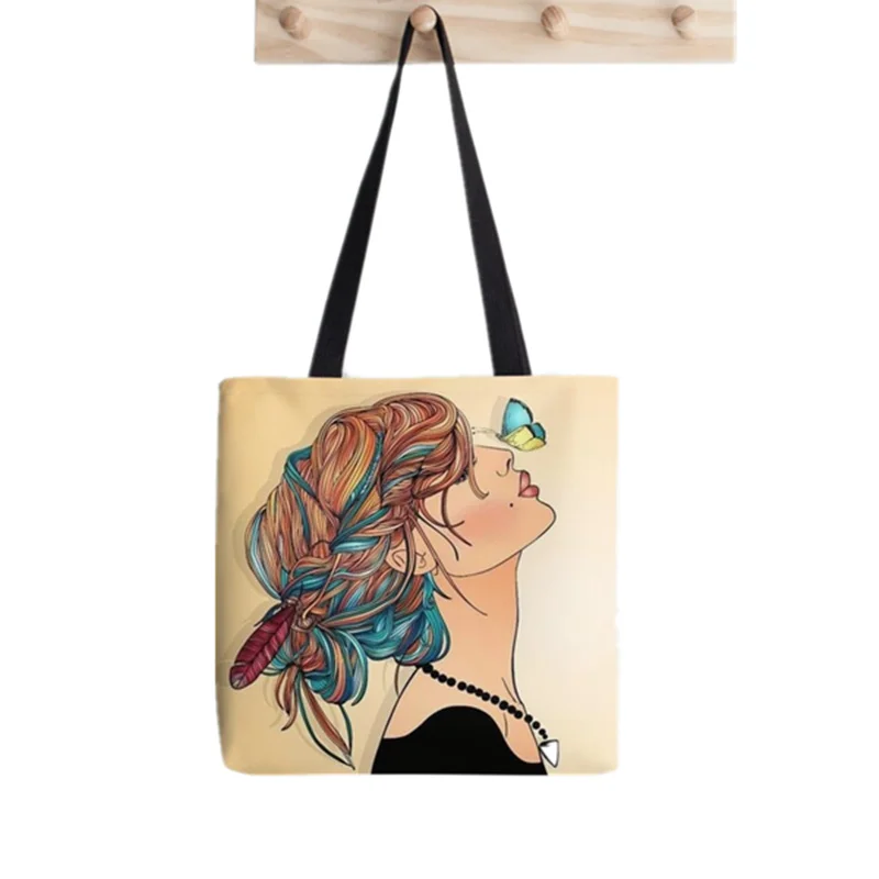 Shopper Simple Colorful Butterfly Art Printed Tote Bag women Harajuku shopper handbag girl Shoulder shopping bag Lady Canvas Bag