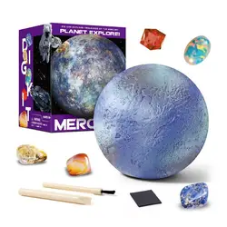 Kit d'excavation de trésors pour enfant, Kit de gemmes, système solaire, huit planètes, Exploration scientifique, jouets en pierre 