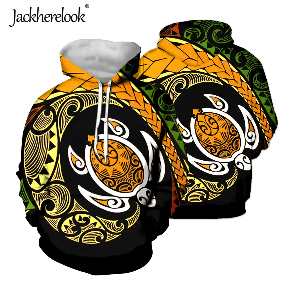 

Jackherelook Pullover Hooded Sweatshirt Vintage Samoa Turtle Polynesain 2020 Autumn Female Hoodies Clothes Couple Loose Hoodie