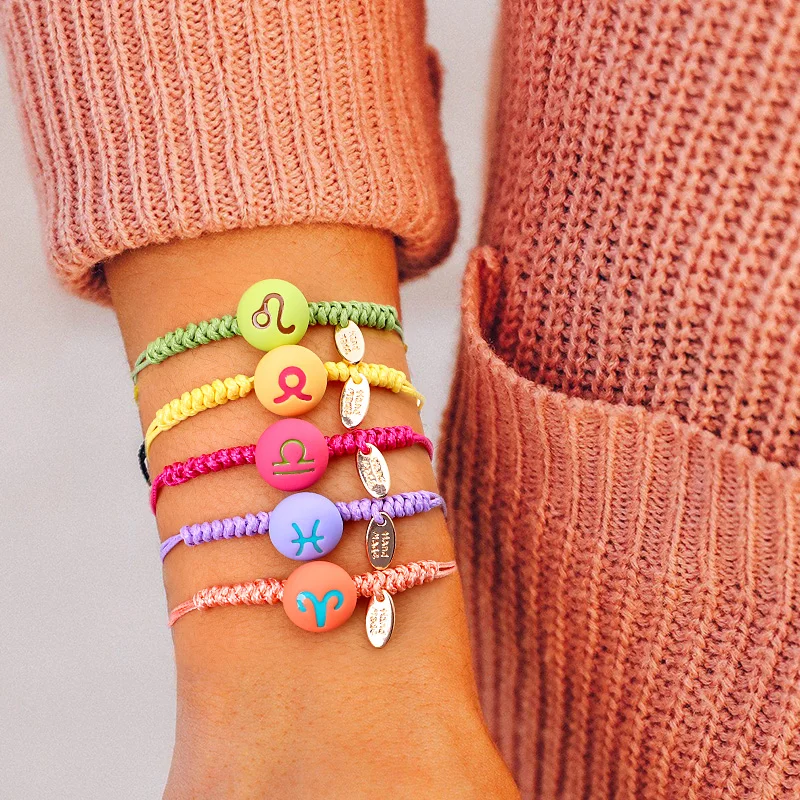 2019 New Colorful Zodiac Signs Rope Handmade bracelet 12 constellations Bracelet Constellation Horoscope Bracelets Jewelry2442 | Украшения